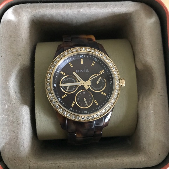 Tortoise shell fossil watch - Picture 2 of 5